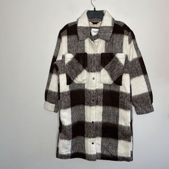 ABERCROMBIE & FITCH Womens Winterized Wool-Blend Shirt Jacket NEW $180 Brown M - Picture 1 of 16